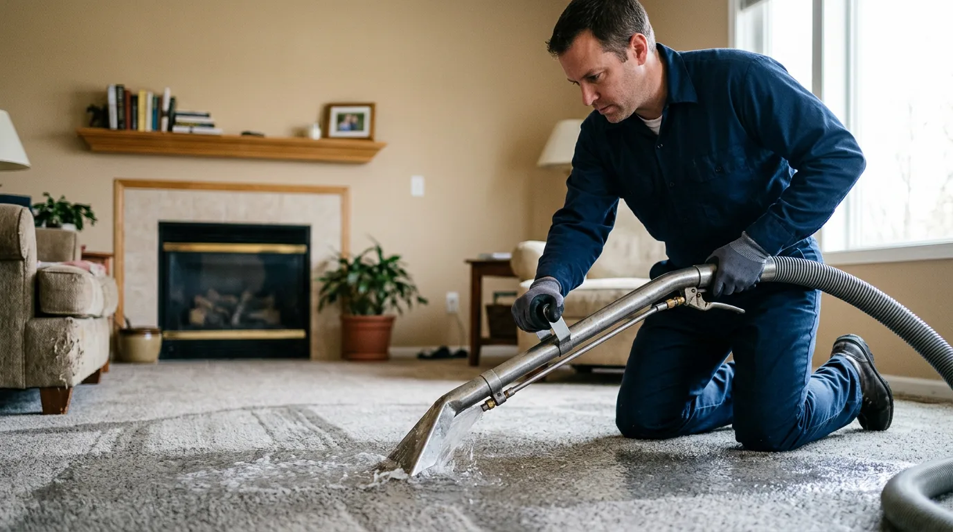 Water damage restoration technician working near Richland, IN